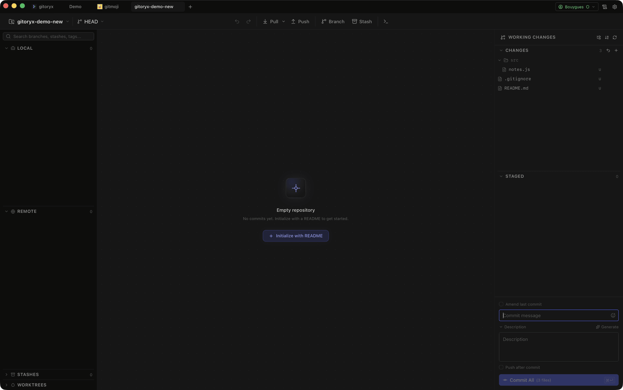 Git Init: Start a New Repository From Scratch: the same workflow in Gitoryx