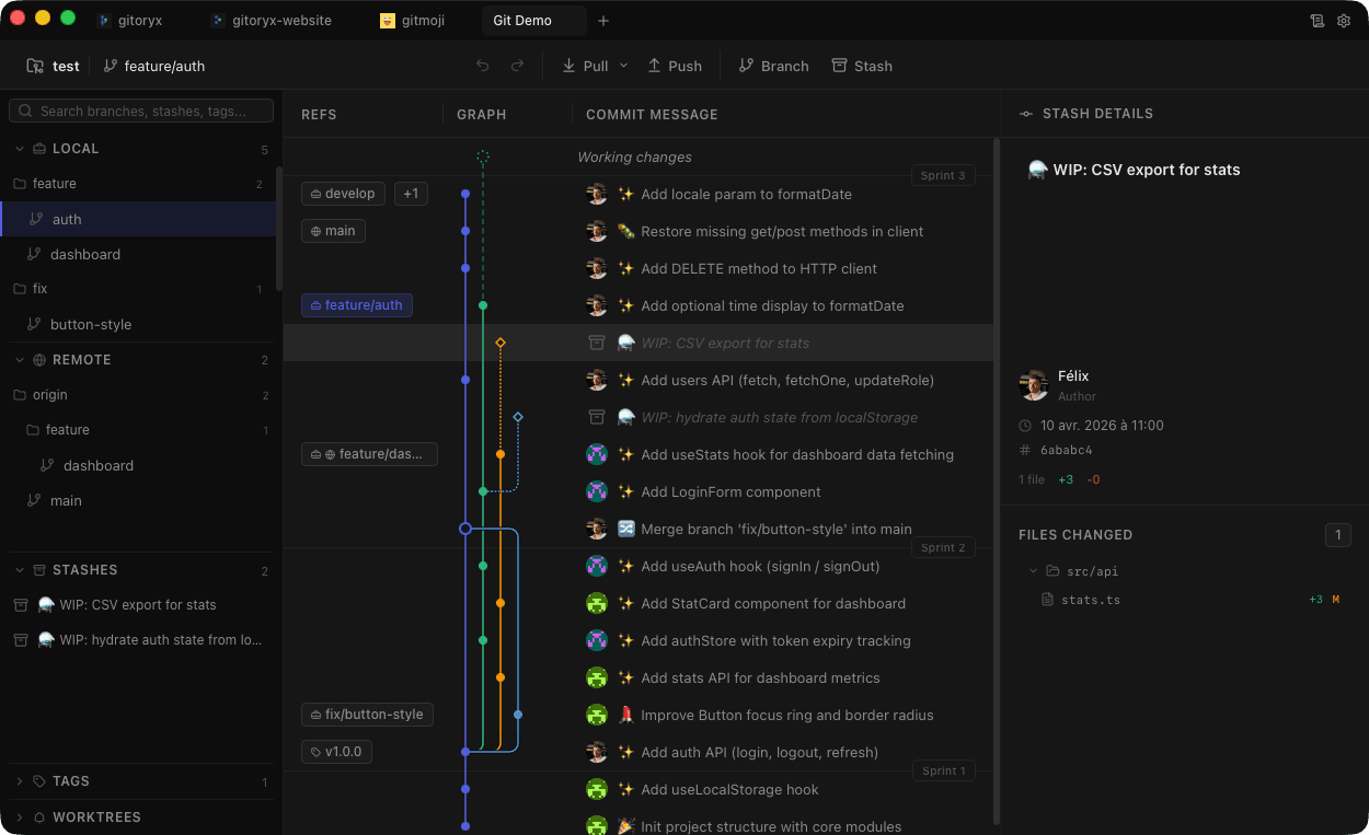 Gitoryx — visual Git client for macOS, Windows & Linux